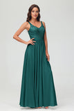 V Neck Chiffon Lace Bridesmaid Dress Formal Evening Dresses Gowns Ruffles Sleeveless