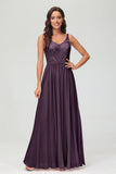 V Neck Chiffon Lace Bridesmaid Dress Formal Evening Dresses Gowns Ruffles Sleeveless