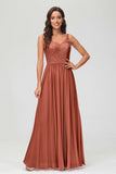 V Neck Chiffon Lace Bridesmaid Dress Formal Evening Dresses Gowns Ruffles Sleeveless