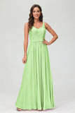 V Neck Chiffon Lace Bridesmaid Dress Formal Evening Dresses Gowns Ruffles Sleeveless
