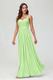 V Neck Chiffon Lace Bridesmaid Dress Formal Evening Dresses Gowns Ruffles Sleeveless