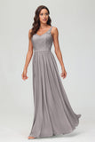 V Neck Chiffon Lace Bridesmaid Dress Formal Evening Dresses Gowns Ruffles Sleeveless