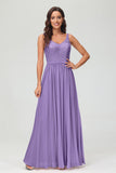 V Neck Chiffon Lace Bridesmaid Dress Formal Evening Dresses Gowns Ruffles Sleeveless