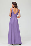 V Neck Chiffon Lace Bridesmaid Dress Formal Evening Dresses Gowns Ruffles Sleeveless