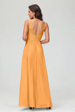 V Neck Chiffon Lace Bridesmaid Dress Formal Evening Dresses Gowns Ruffles Sleeveless