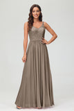 V Neck Chiffon Lace Bridesmaid Dress Formal Evening Dresses Gowns Ruffles Sleeveless