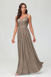 V Neck Chiffon Lace Bridesmaid Dress Formal Evening Dresses Gowns Ruffles Sleeveless
