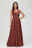 V Neck Chiffon Lace Bridesmaid Dress Formal Evening Dresses Gowns Ruffles Sleeveless