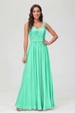 V Neck Chiffon Lace Bridesmaid Dress Formal Evening Dresses Gowns Ruffles Sleeveless