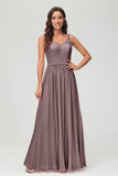 V Neck Chiffon Lace Bridesmaid Dress Formal Evening Dresses Gowns Ruffles Sleeveless