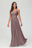 V Neck Chiffon Lace Bridesmaid Dress Formal Evening Dresses Gowns Ruffles Sleeveless