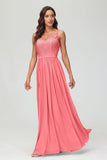 V Neck Chiffon Lace Bridesmaid Dress Formal Evening Dresses Gowns Ruffles Sleeveless