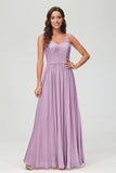 V Neck Chiffon Lace Bridesmaid Dress Formal Evening Dresses Gowns Ruffles Sleeveless