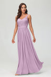 V Neck Chiffon Lace Bridesmaid Dress Formal Evening Dresses Gowns Ruffles Sleeveless