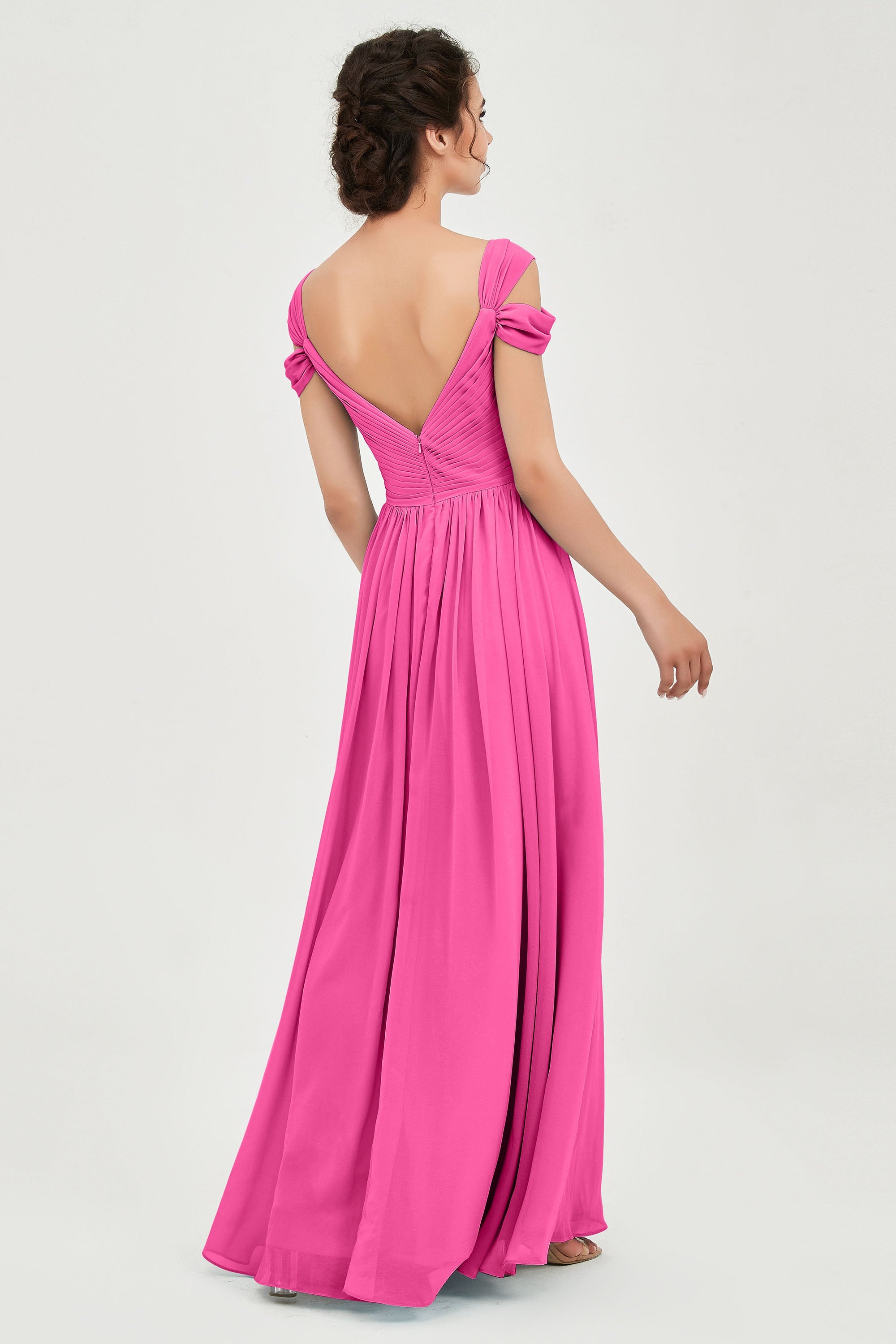 Empire Off the Shoulder Chiffon Women's Wedding Party Dress Bridesmaid Evening Dresses Gowns