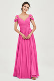 Empire Off the Shoulder Chiffon Women's Wedding Party Dress Bridesmaid Evening Dresses Gowns