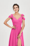 Empire Off the Shoulder Chiffon Women's Wedding Party Dress Bridesmaid Evening Dresses Gowns