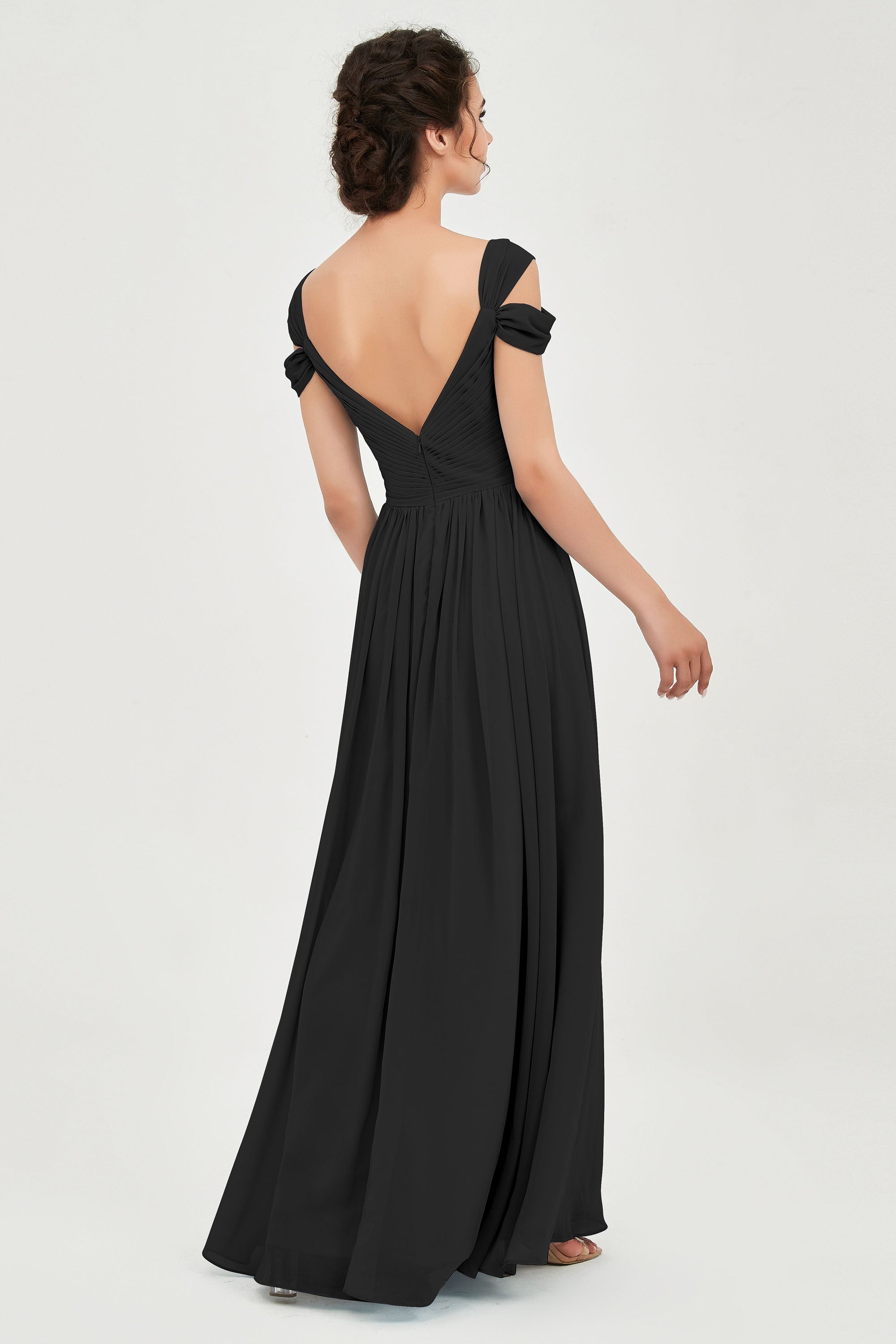 Empire Off the Shoulder Chiffon Women's Wedding Party Dress Bridesmaid Evening Dresses Gowns
