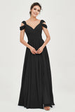 Empire Off the Shoulder Chiffon Women's Wedding Party Dress Bridesmaid Evening Dresses Gowns