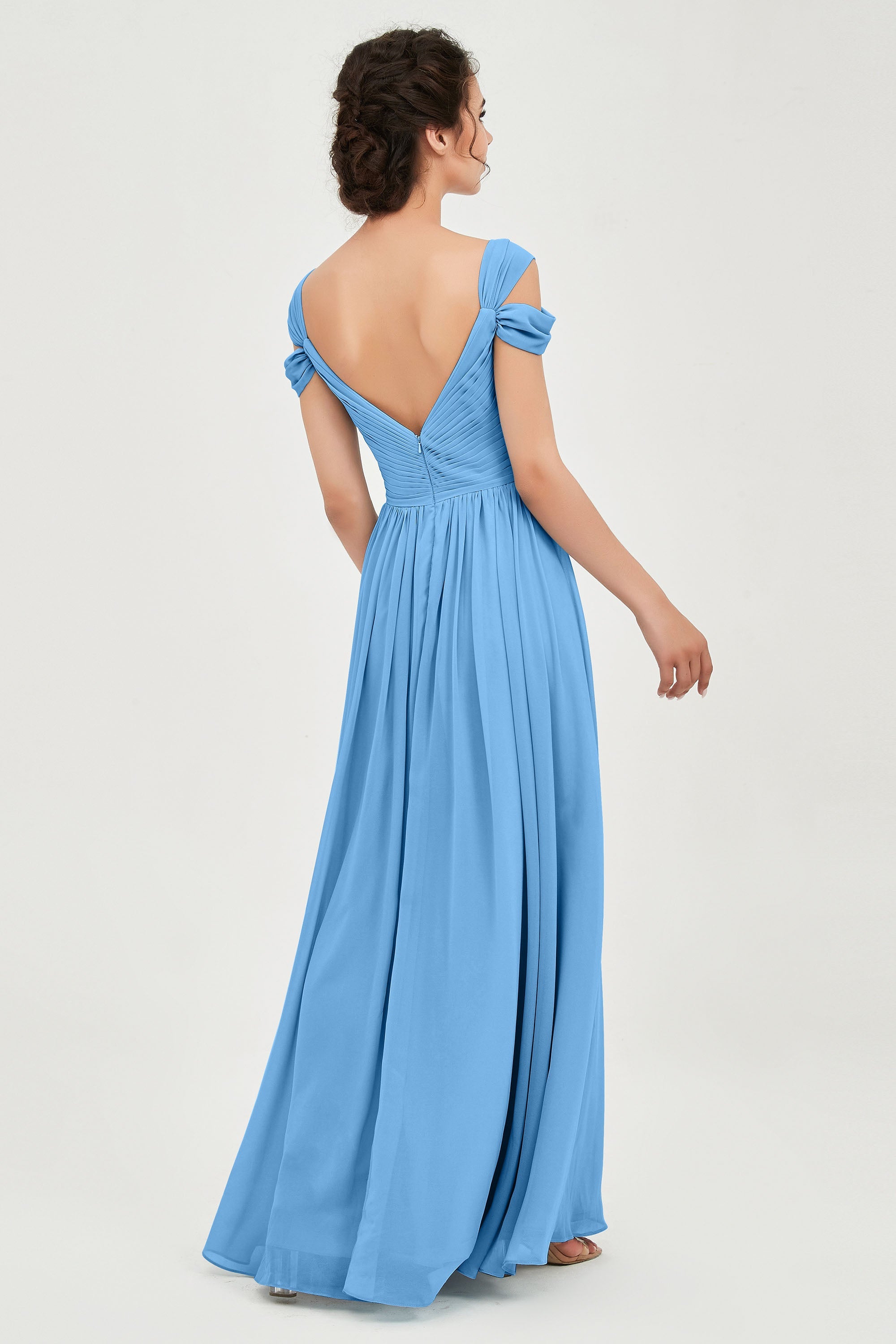 Empire Off the Shoulder Chiffon Women's Wedding Party Dress Bridesmaid Evening Dresses Gowns