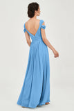 Empire Off the Shoulder Chiffon Women's Wedding Party Dress Bridesmaid Evening Dresses Gowns