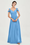Empire Off the Shoulder Chiffon Women's Wedding Party Dress Bridesmaid Evening Dresses Gowns