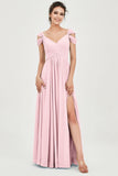 Empire Off the Shoulder Chiffon Women's Wedding Party Dress Bridesmaid Evening Dresses Gowns