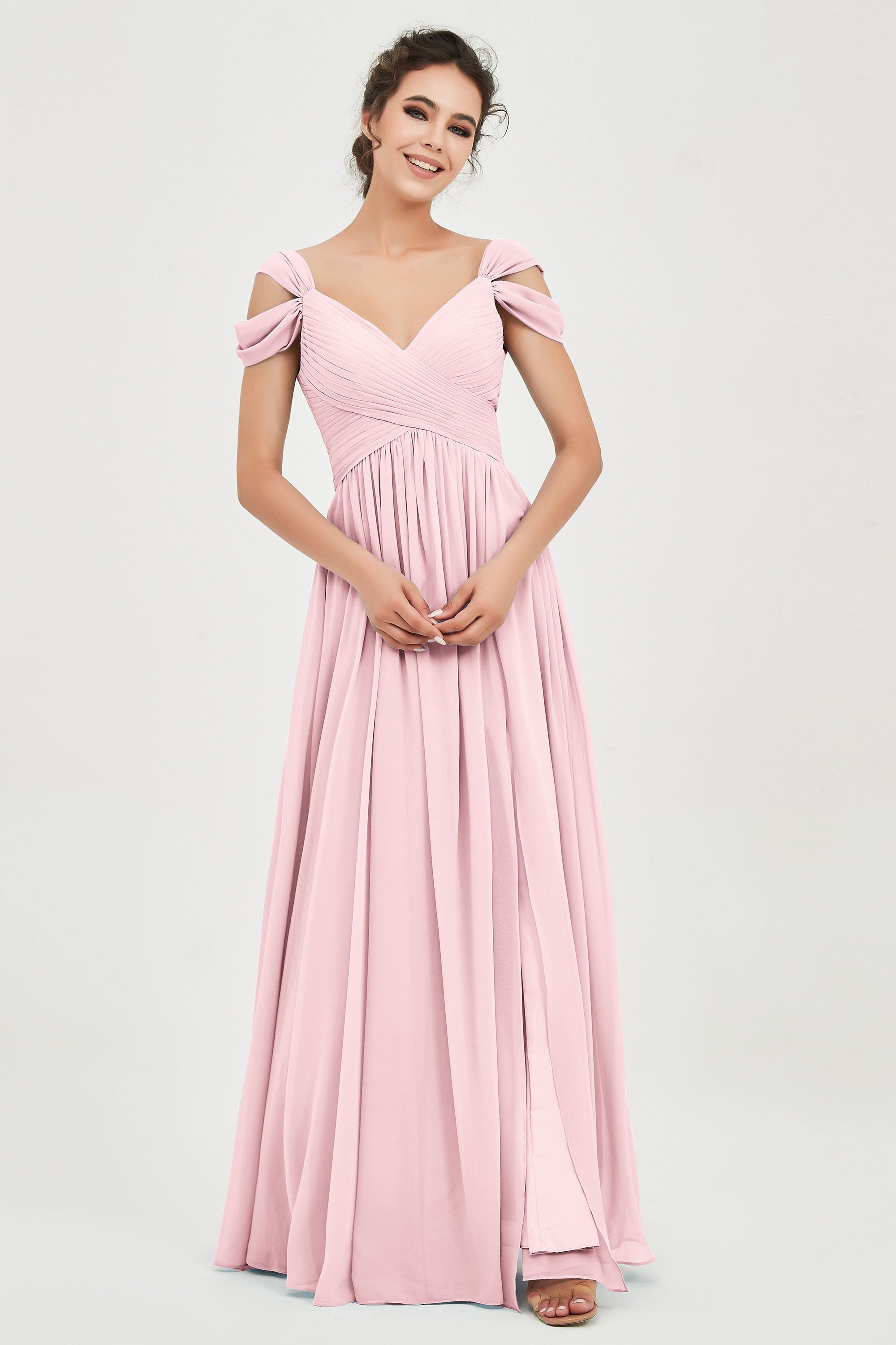 Empire Off the Shoulder Chiffon Women's Wedding Party Dress Bridesmaid Evening Dresses Gowns