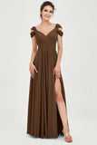Empire Off the Shoulder Chiffon Women's Wedding Party Dress Bridesmaid Evening Dresses Gowns