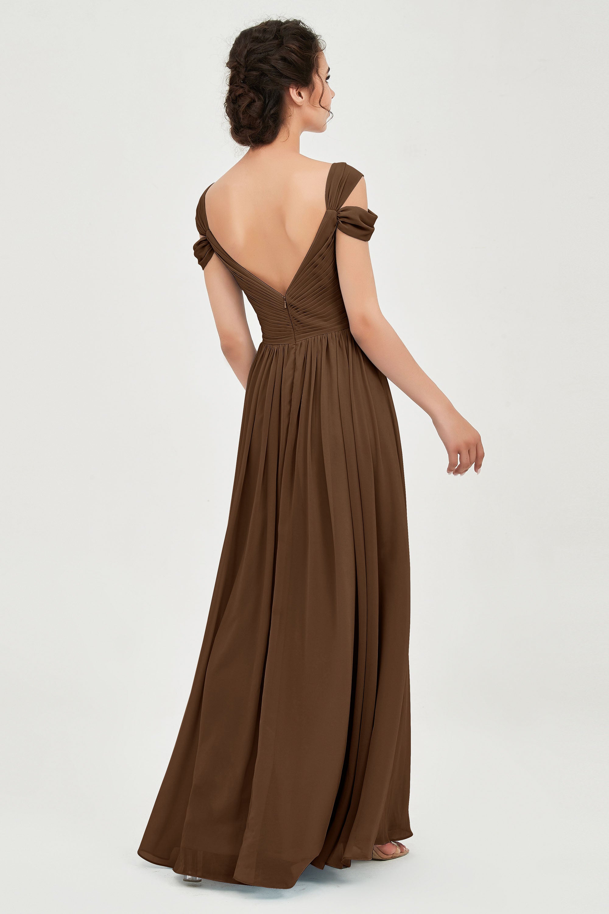 Empire Off the Shoulder Chiffon Women's Wedding Party Dress Bridesmaid Evening Dresses Gowns