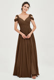 Empire Off the Shoulder Chiffon Women's Wedding Party Dress Bridesmaid Evening Dresses Gowns