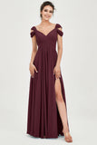 Empire Off the Shoulder Chiffon Women's Wedding Party Dress Bridesmaid Evening Dresses Gowns