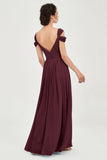 Empire Off the Shoulder Chiffon Women's Wedding Party Dress Bridesmaid Evening Dresses Gowns