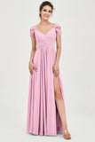 Empire Off the Shoulder Chiffon Women's Wedding Party Dress Bridesmaid Evening Dresses Gowns