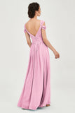 Empire Off the Shoulder Chiffon Women's Wedding Party Dress Bridesmaid Evening Dresses Gowns