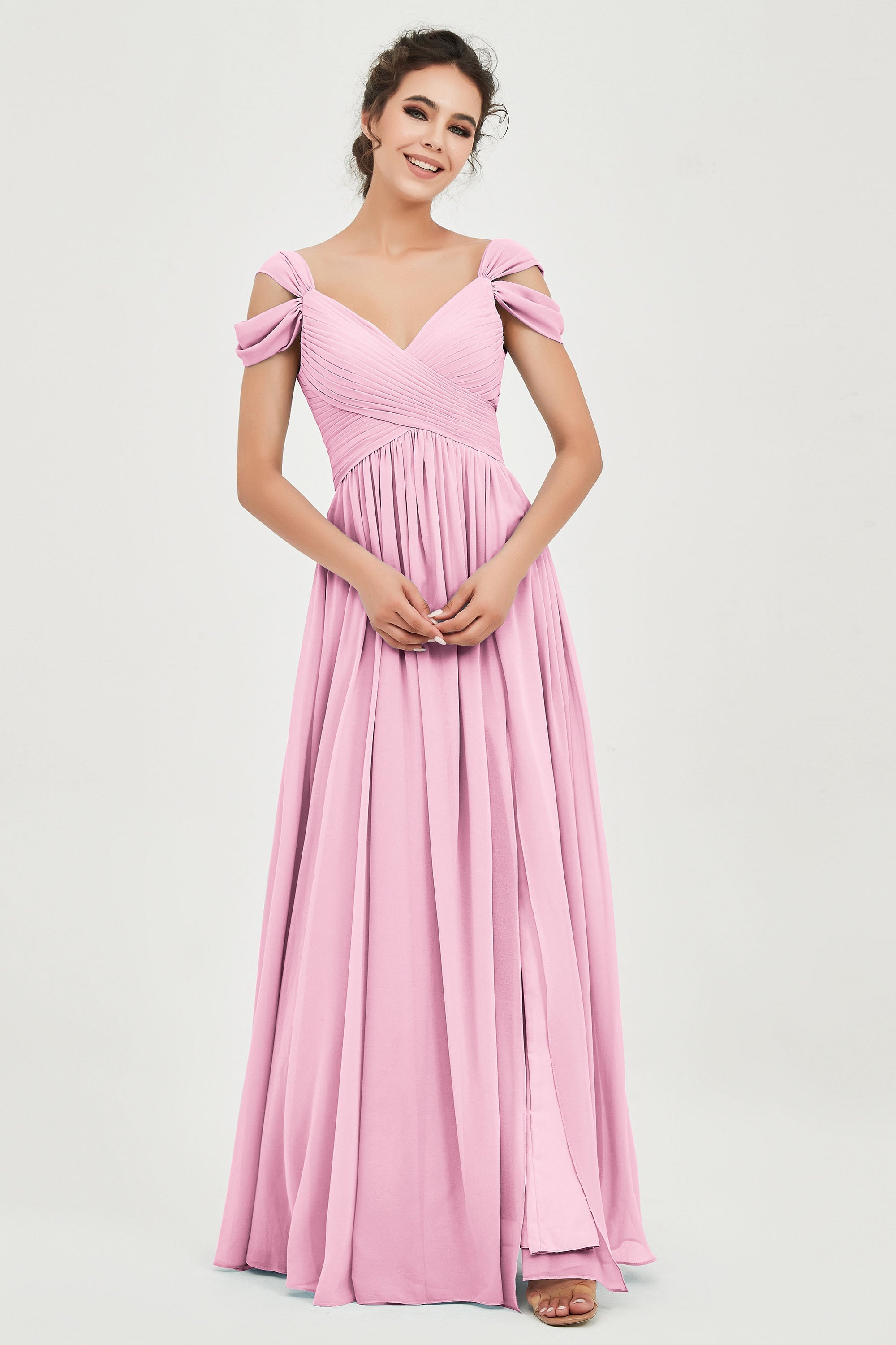 Empire Off the Shoulder Chiffon Women's Wedding Party Dress Bridesmaid Evening Dresses Gowns