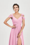 Empire Off the Shoulder Chiffon Women's Wedding Party Dress Bridesmaid Evening Dresses Gowns