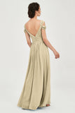 Empire Off the Shoulder Chiffon Women's Wedding Party Dress Bridesmaid Evening Dresses Gowns