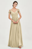 Empire Off the Shoulder Chiffon Women's Wedding Party Dress Bridesmaid Evening Dresses Gowns