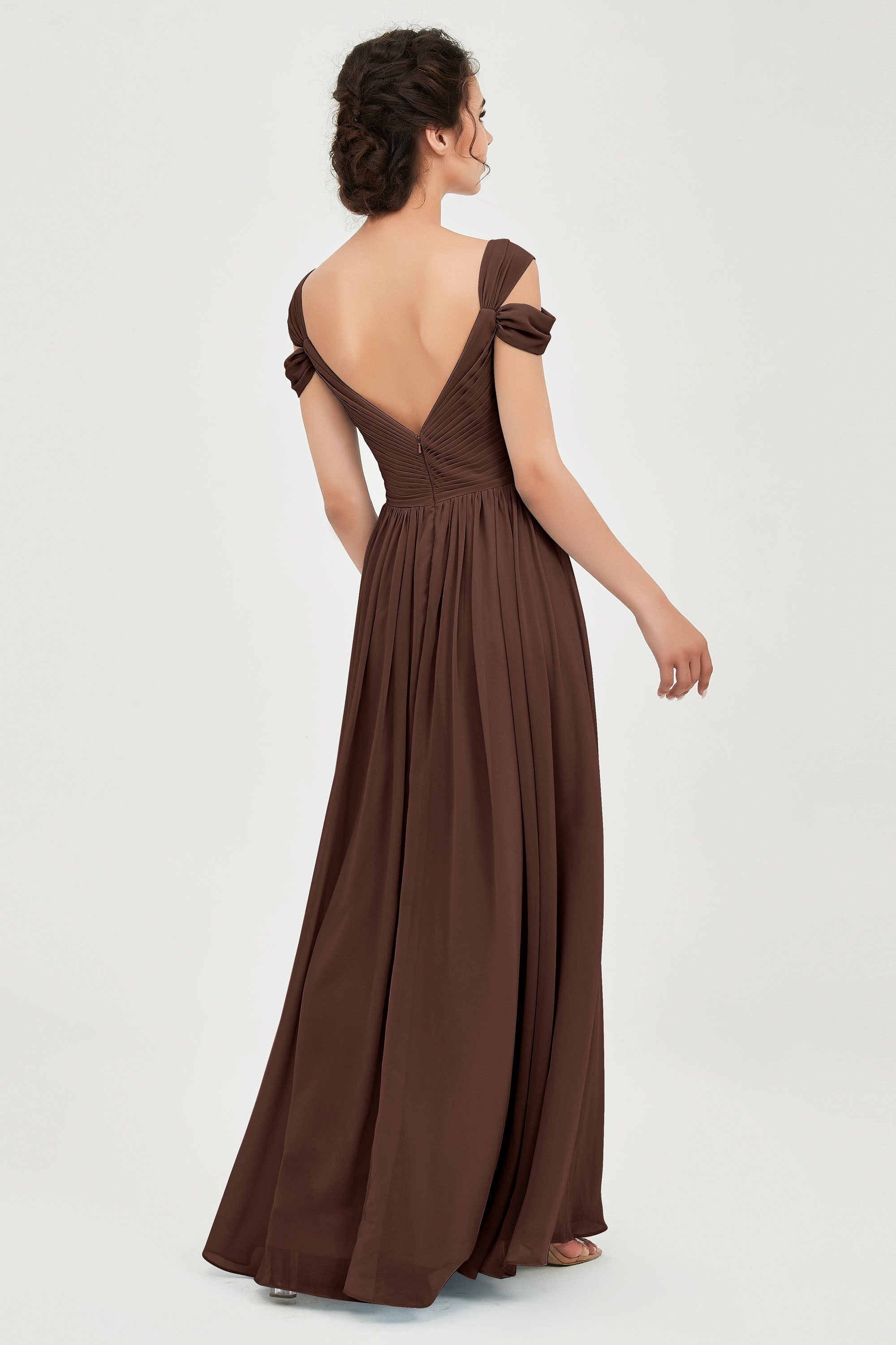 Empire Off the Shoulder Chiffon Women's Wedding Party Dress Bridesmaid Evening Dresses Gowns