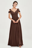 Empire Off the Shoulder Chiffon Women's Wedding Party Dress Bridesmaid Evening Dresses Gowns