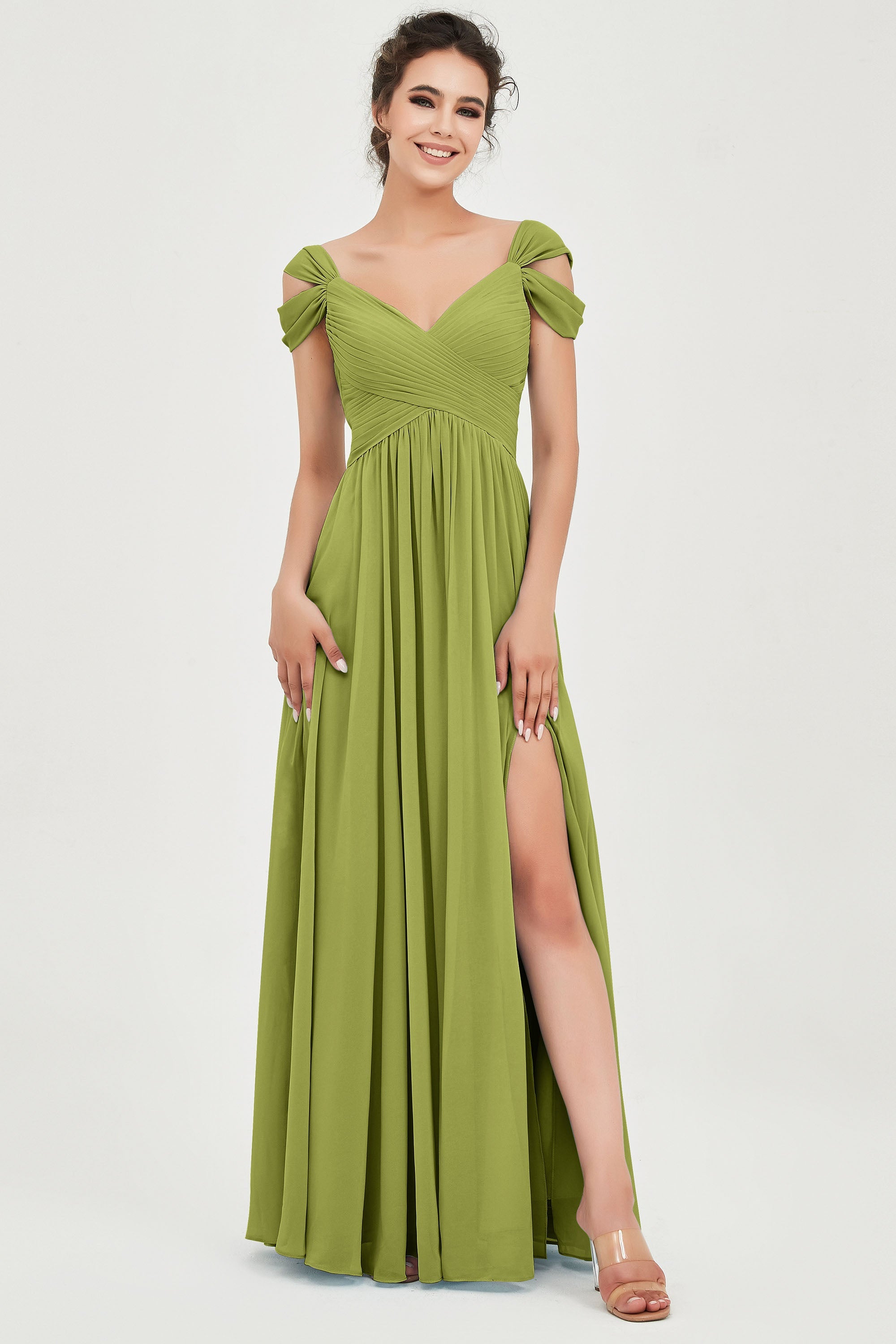 Empire Off the Shoulder Chiffon Women's Wedding Party Dress Bridesmaid Evening Dresses Gowns