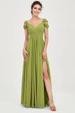 Empire Off the Shoulder Chiffon Women's Wedding Party Dress Bridesmaid Evening Dresses Gowns