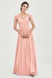 Empire Off the Shoulder Chiffon Women's Wedding Party Dress Bridesmaid Evening Dresses Gowns