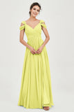 Empire Off the Shoulder Chiffon Women's Wedding Party Dress Bridesmaid Evening Dresses Gowns