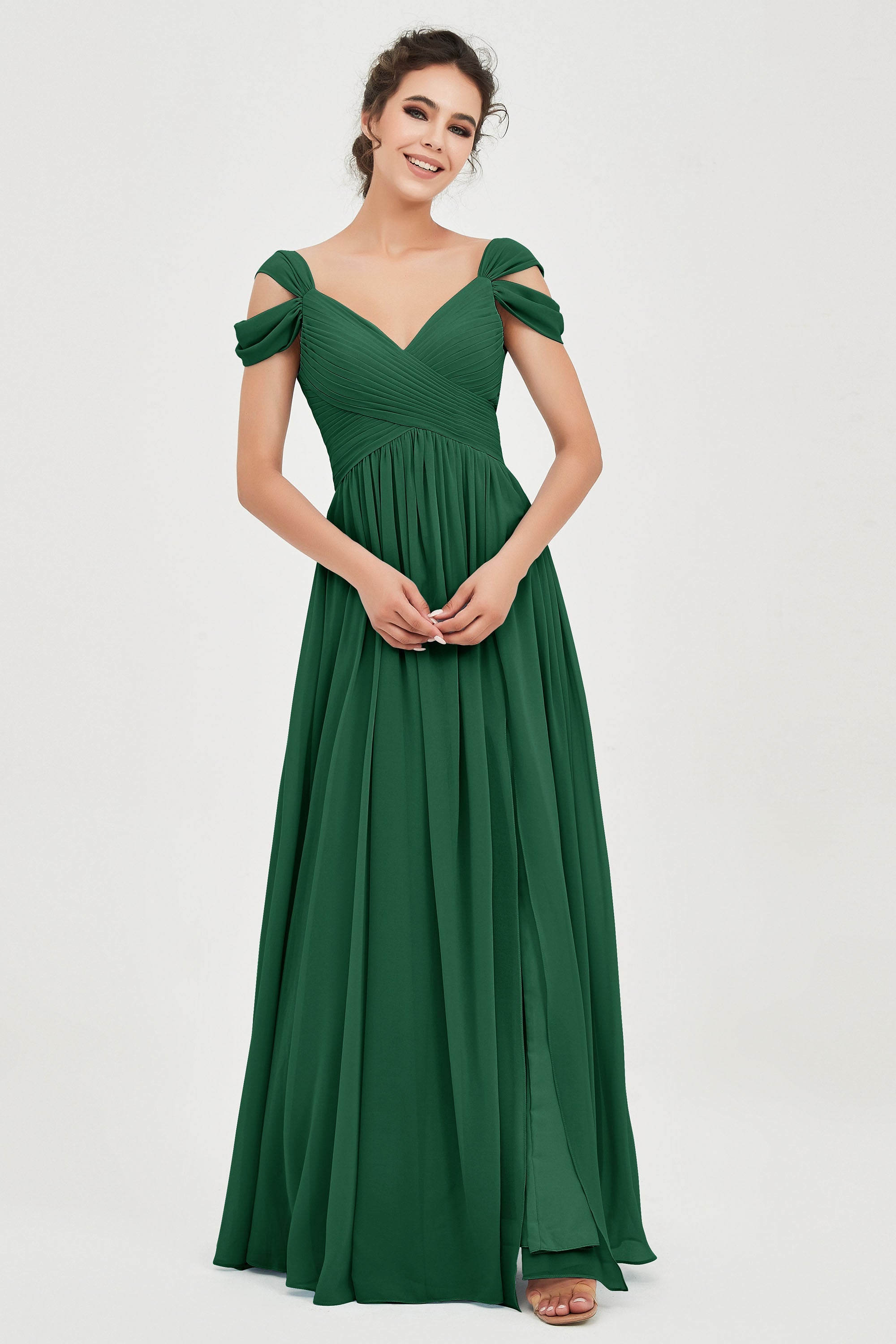 Empire Off the Shoulder Chiffon Women's Wedding Party Dress Bridesmaid Evening Dresses Gowns