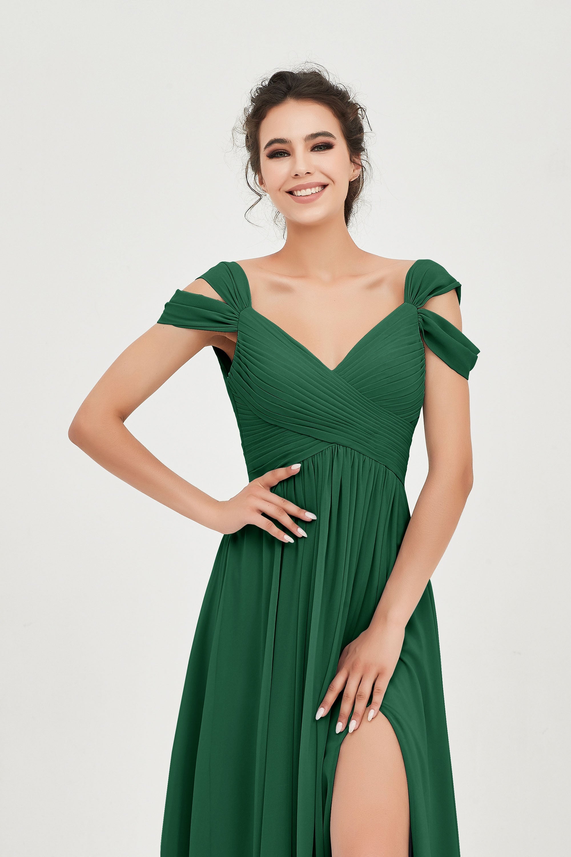 Empire Off the Shoulder Chiffon Women's Wedding Party Dress Bridesmaid Evening Dresses Gowns