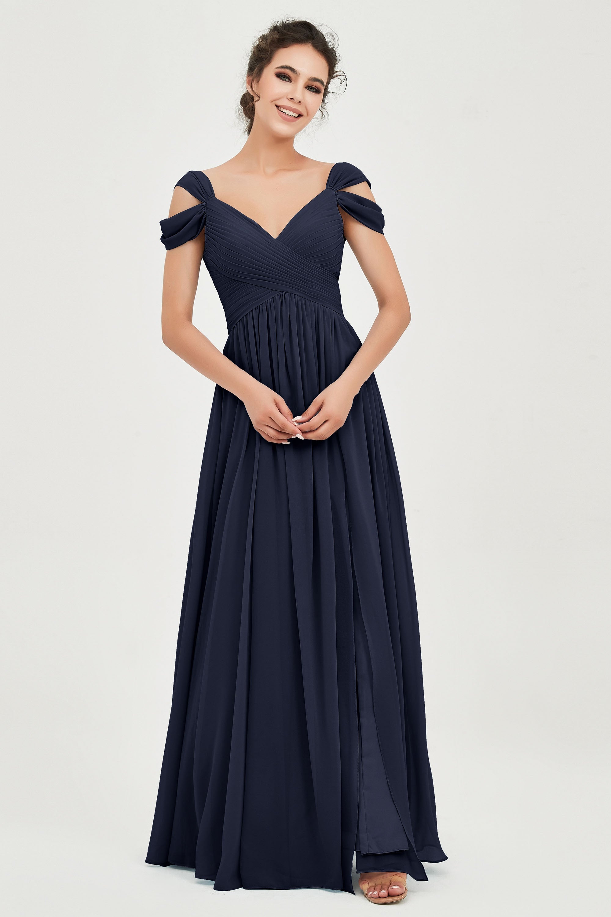 Empire Off the Shoulder Chiffon Women's Wedding Party Dress Bridesmaid Evening Dresses Gowns