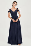 Empire Off the Shoulder Chiffon Women's Wedding Party Dress Bridesmaid Evening Dresses Gowns