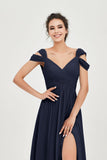 Empire Off the Shoulder Chiffon Women's Wedding Party Dress Bridesmaid Evening Dresses Gowns